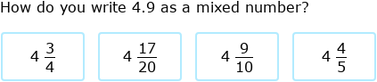 IXL - Convert decimals to mixed numbers (Year 7 maths practice)