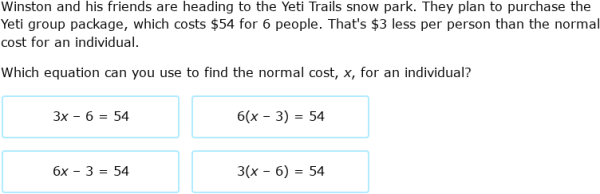 IXL - Choose two-step equations: word problems (Year 7 maths practice)