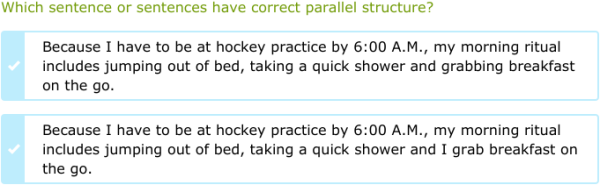 IXL - Identify sentences with parallel structure (Year 12 English practice)