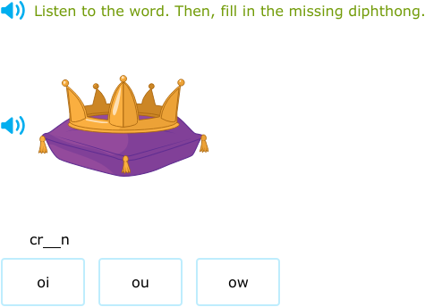 IXL - Complete the word with the correct diphthong: oi, oy, ou, ow