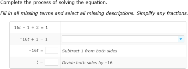 IXL - Solve equations: complete the solution (Year 9 maths practice)