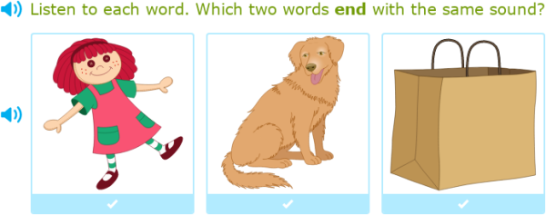 IXL - Which two words end with the same sound? (Year 2 English practice)