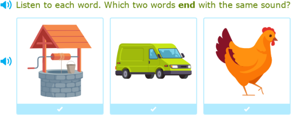 IXL - Which two words end with the same sound? (Kindergarten English ...