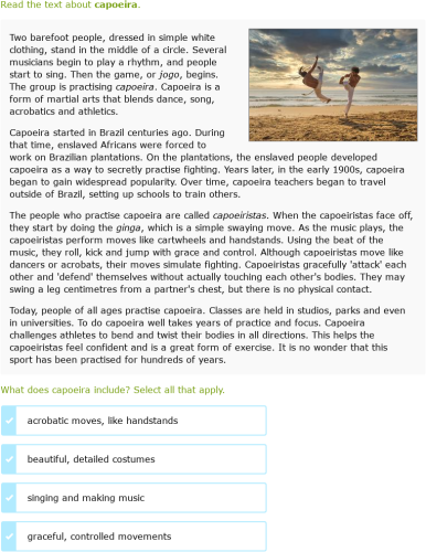 IXL - Read about sports and hobbies (Year 6 English practice)