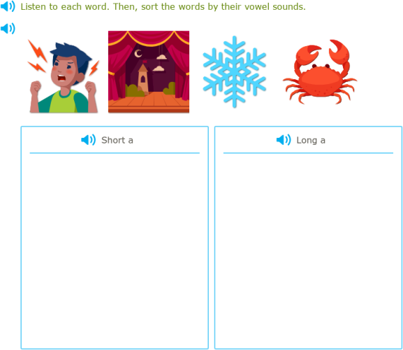 IXL - Sort short and long vowel words (Year 3 English practice)
