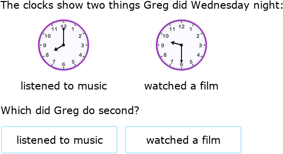 IXL - Compare clocks (Year 2 maths practice)