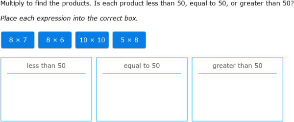 IXL - Multiplication facts up to 10: sorting (Year 4 maths practice)