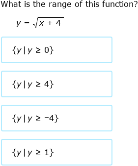 IXL - Domain and range of radical functions (Year 12 maths practice)