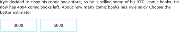 IXL - Estimate differences: word problems (Year 5 maths practice)